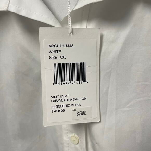 NWD Lafayette 148 White Button Up Wilkes Italian Sculpted Cotton Shirt Size XXL - Picture 8 of 9